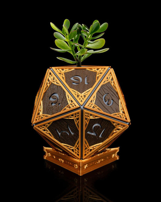 Elven D20 Planter – 3D Printed Dice Pot for Plants, Desk Decor, or Gamer Gifts