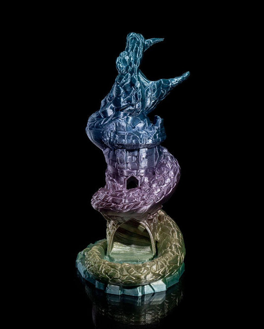 Basilisk Dice Tower – Hand Painted 3D Printed Dice Roller for DND, RPG, and Tabletop Games