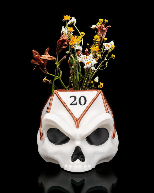 D20 Skull Planter – 3D Printed Dice Vase for DND and Dungeon Master Decor