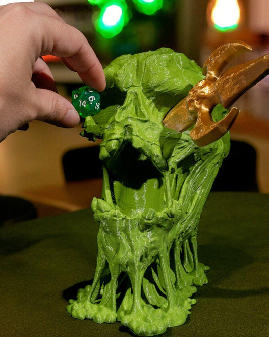 Slime Skull Dice Tower – 3D Printed Ooze-Themed Dice Roller for DND & TTRPGs