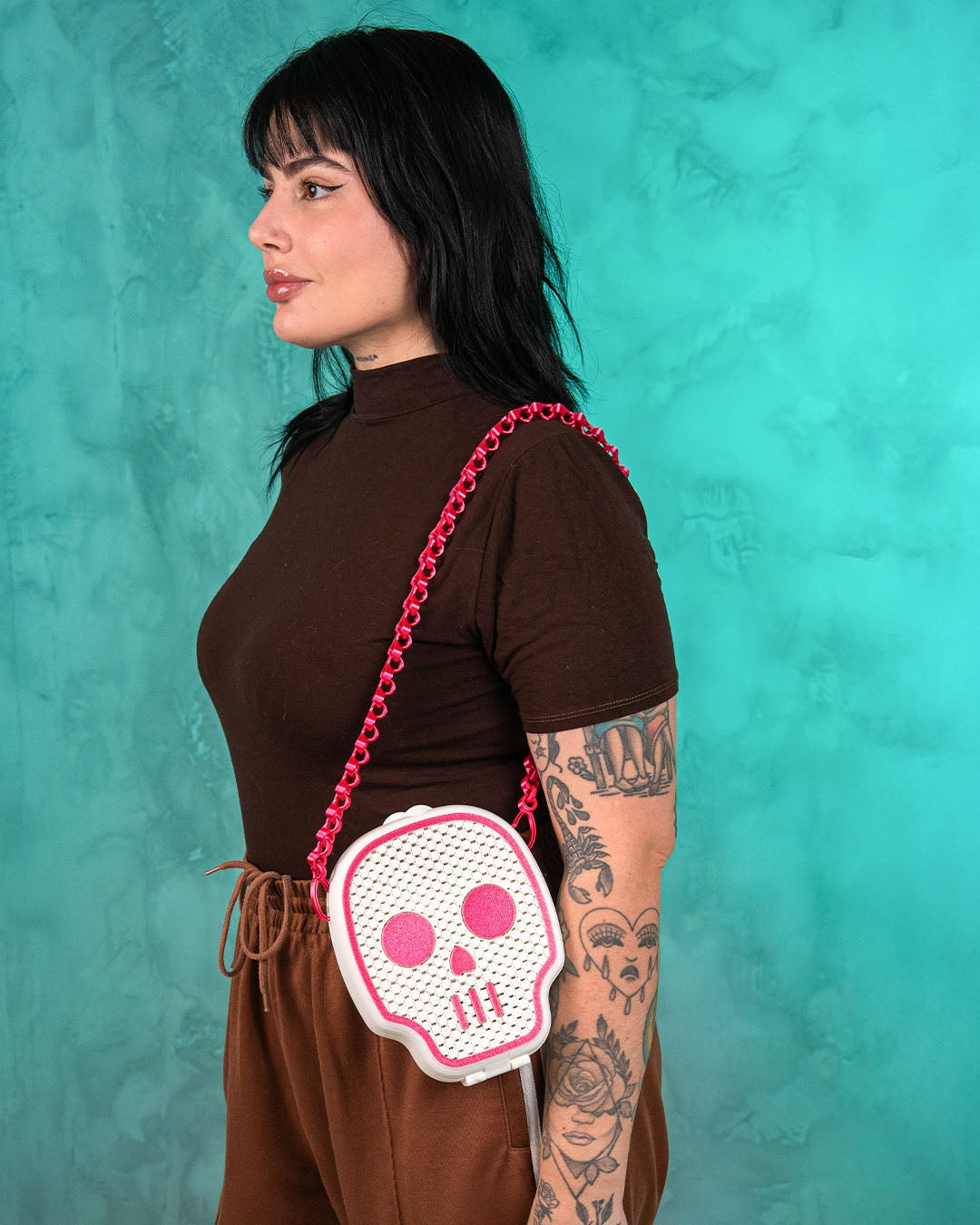 Flexi-Fabric Skull Crossbody Bag