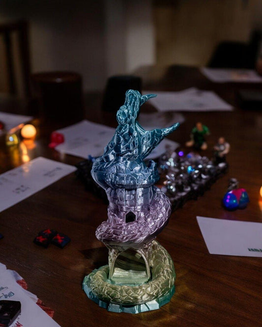 Basilisk Dice Tower – Hand Painted 3D Printed Dice Roller for DND, RPG, and Tabletop Games