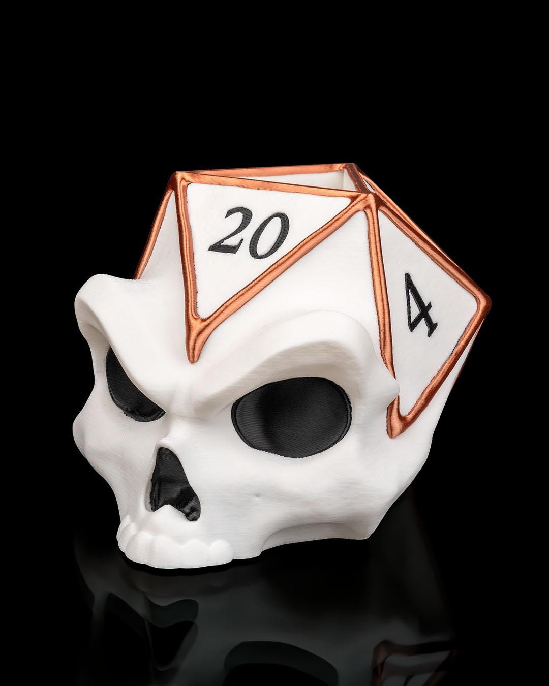 D20 Skull Planter – 3D Printed Dice Vase for DND and Dungeon Master Decor