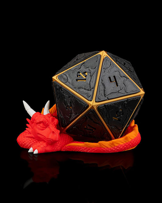 D20 Dice Planter with Sleeping Dragon – 3D Printed Fantasy Pot for Desk or Gamer Gift