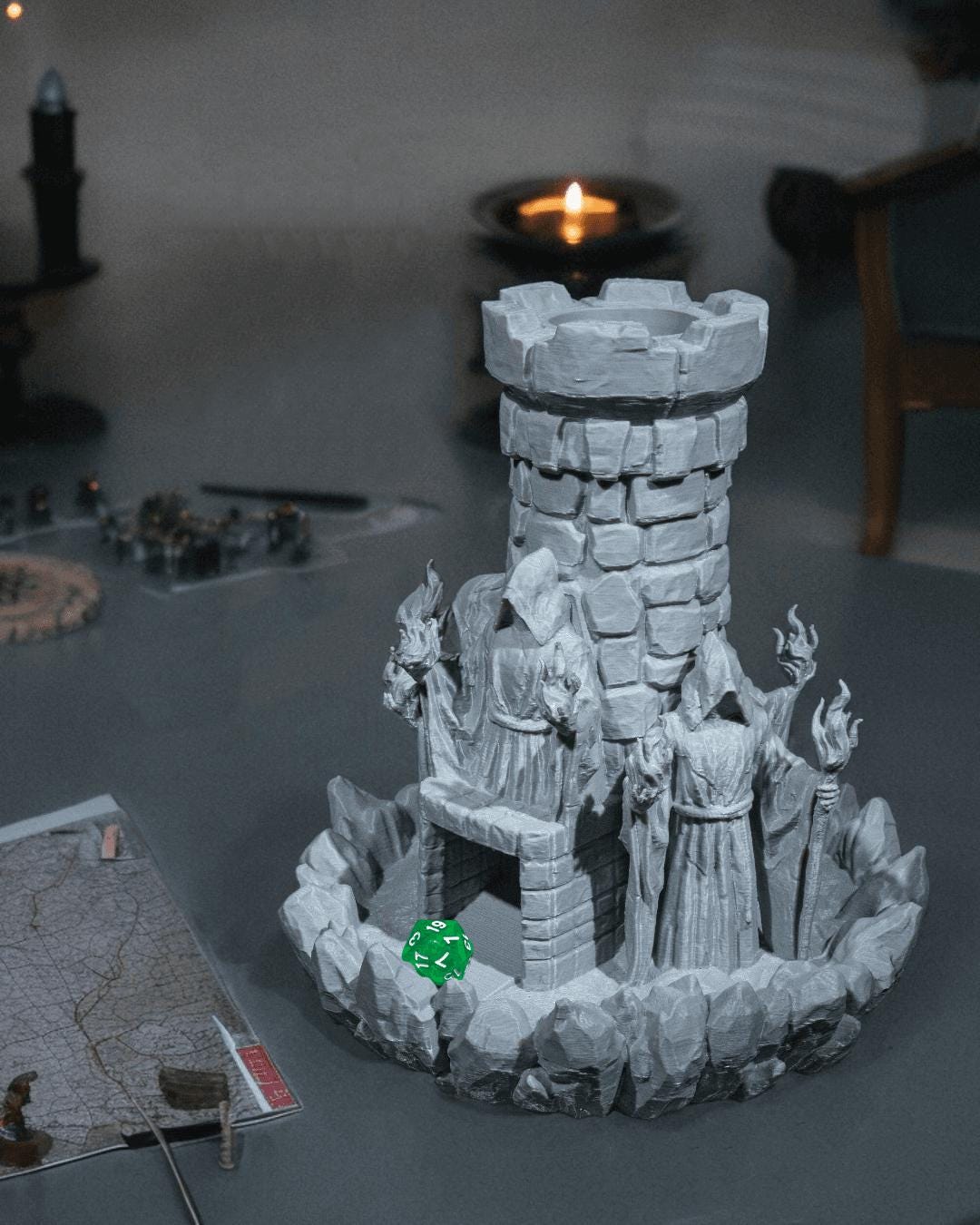 Mad Wizard Dice Tower – 3D Printed Dice Roller for DND, RPG, and Tabletop Games