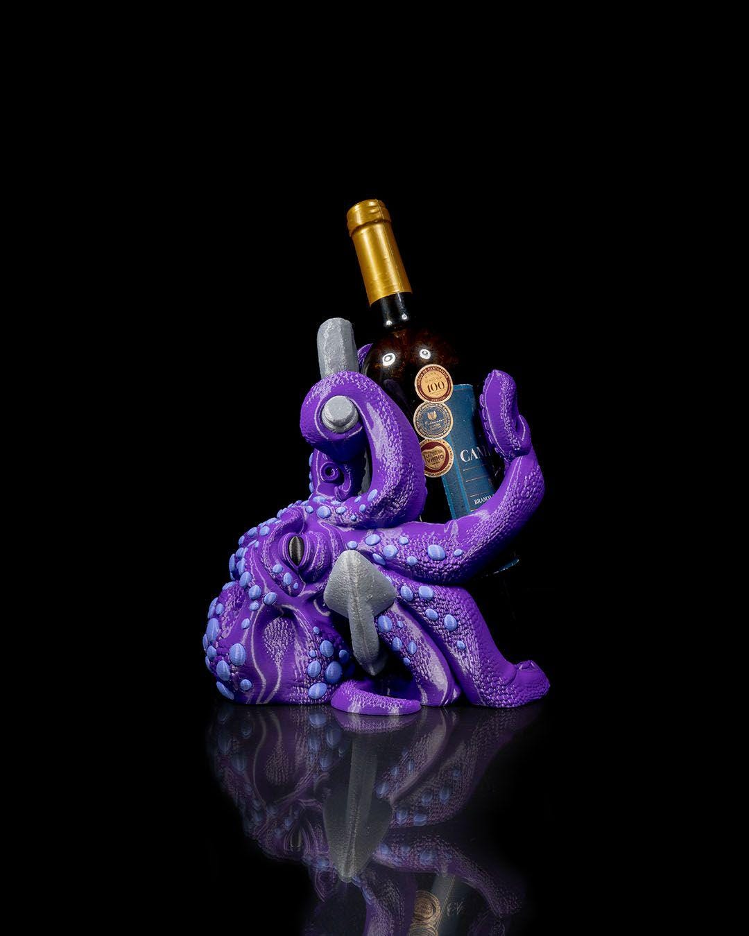 Octopus Wine Holder, 3D Printed Kraken, Nautical Bar Decor, Tentacle Wine Rack Gift, Ocean Lover Art, Sea Creature Centerpiece
