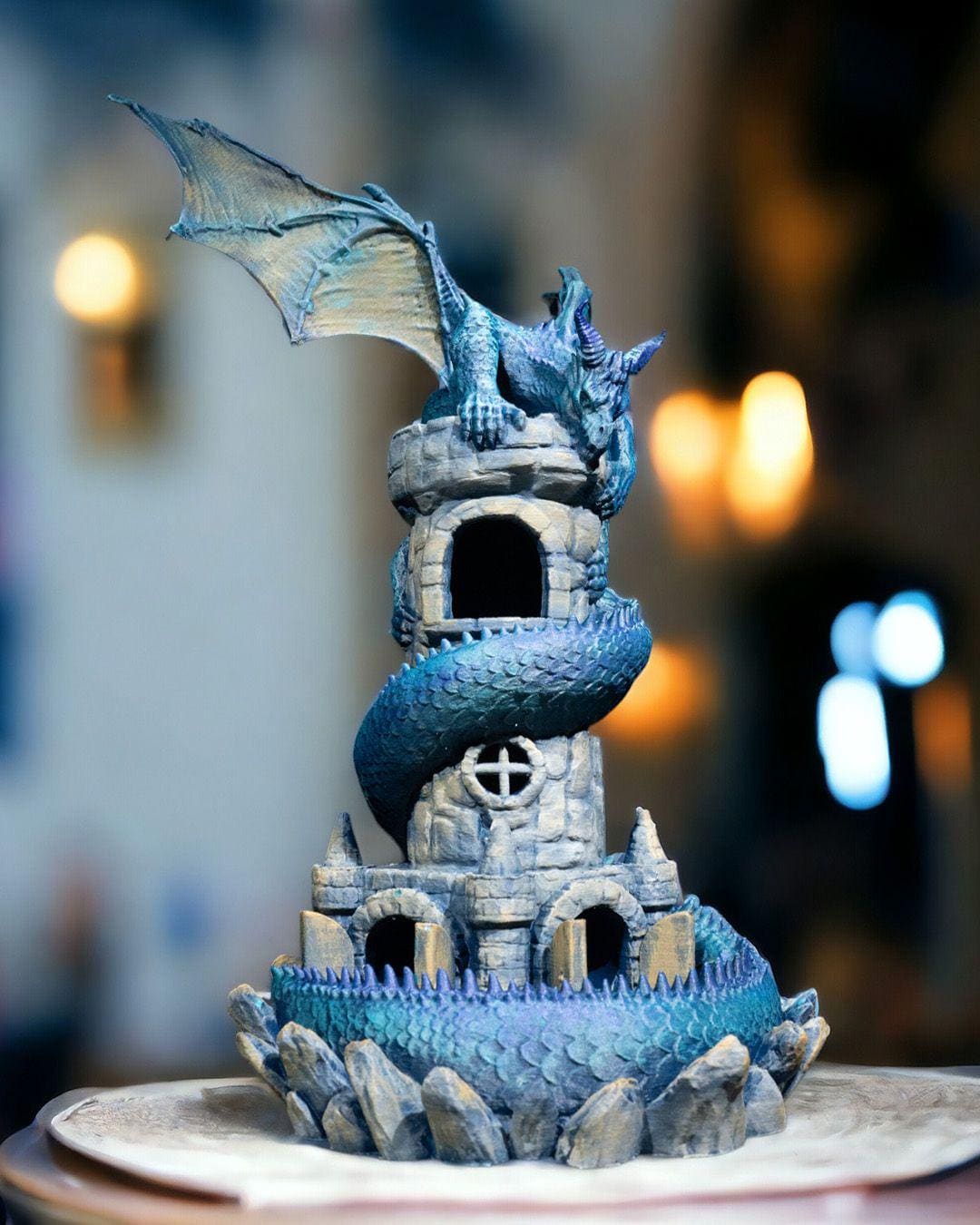 Guardian Dragon Dice Tower – Hand Painted Fantasy Dice Roller for DnD and Tabletop RPGs