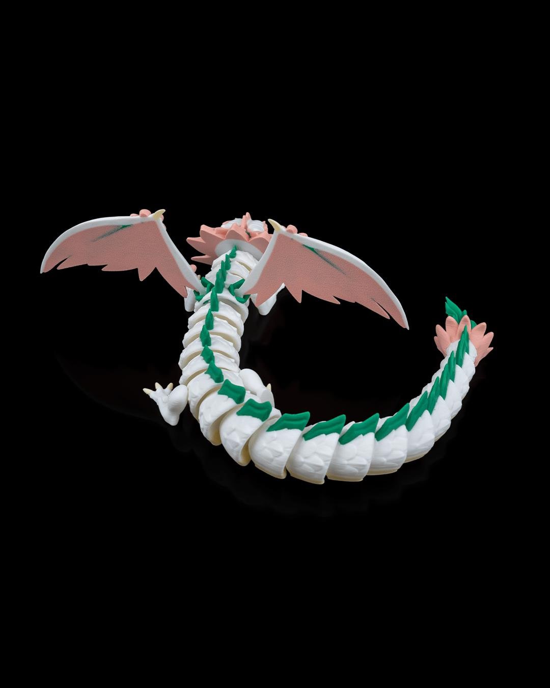 Articulated Floral Dragon, 3D Printed Poseable Fantasy Dragon, Flower Winged Dragon Toy, Spring Garden Creature, Articulated Dragon Gift