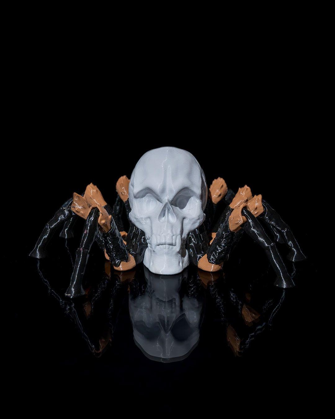 Skull Spider Gray Shiver, Creepy Spider Skull Model, Gothic Halloween Decor, Articulated Spider with Skull Head | Horror TTRPG Figurine Gift