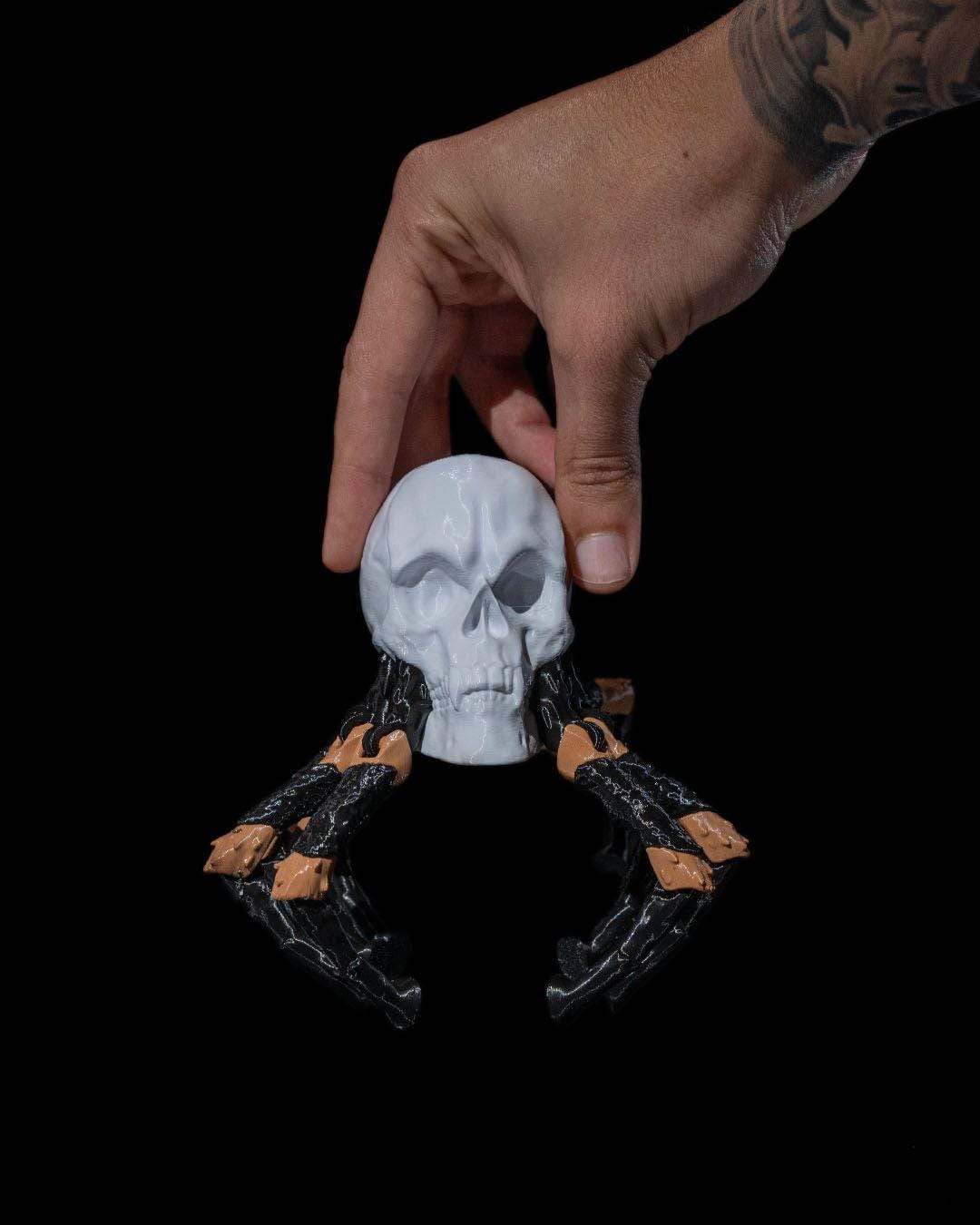 Skull Spider Gray Shiver, Creepy Spider Skull Model, Gothic Halloween Decor, Articulated Spider with Skull Head | Horror TTRPG Figurine Gift