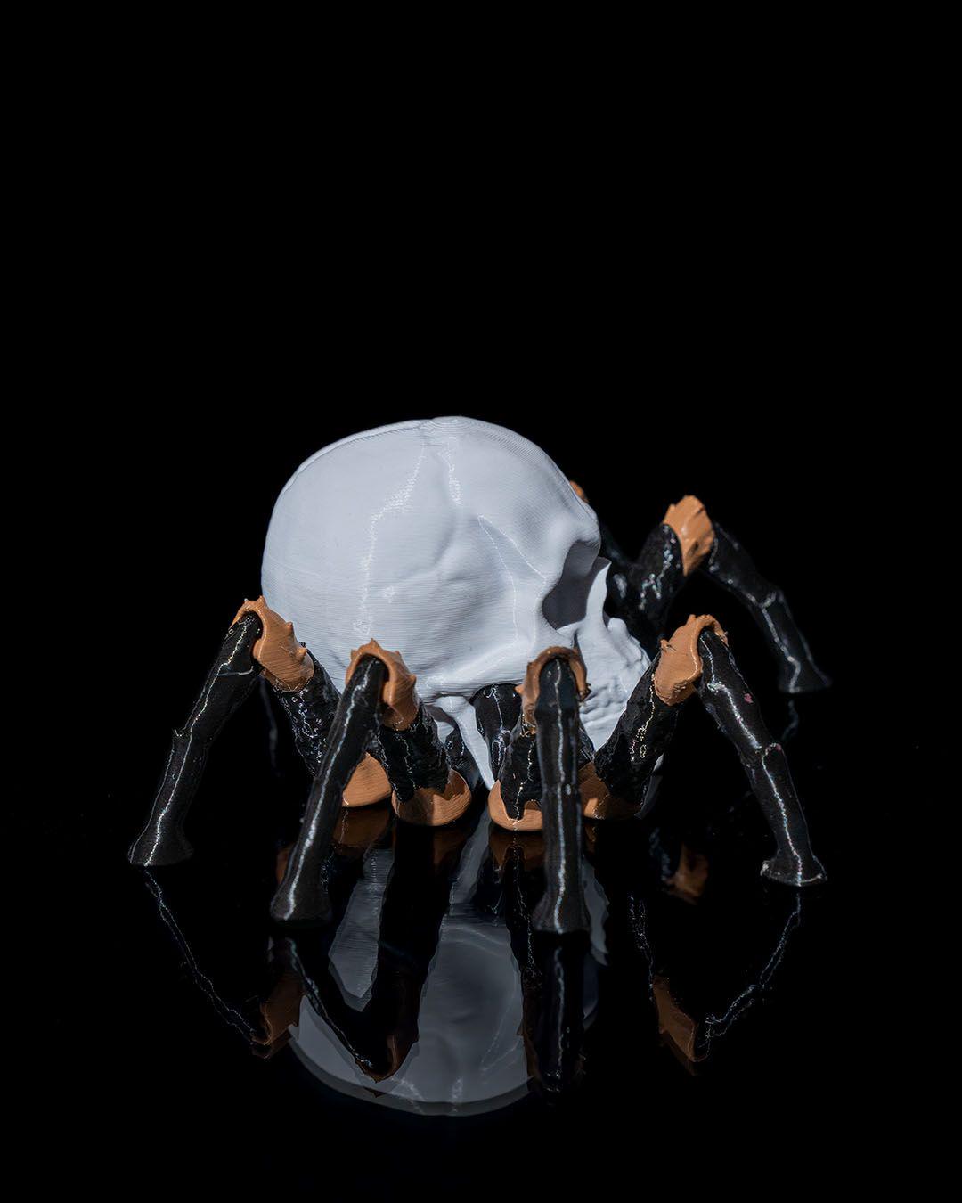 Skull Spider Gray Shiver, Creepy Spider Skull Model, Gothic Halloween Decor, Articulated Spider with Skull Head | Horror TTRPG Figurine Gift