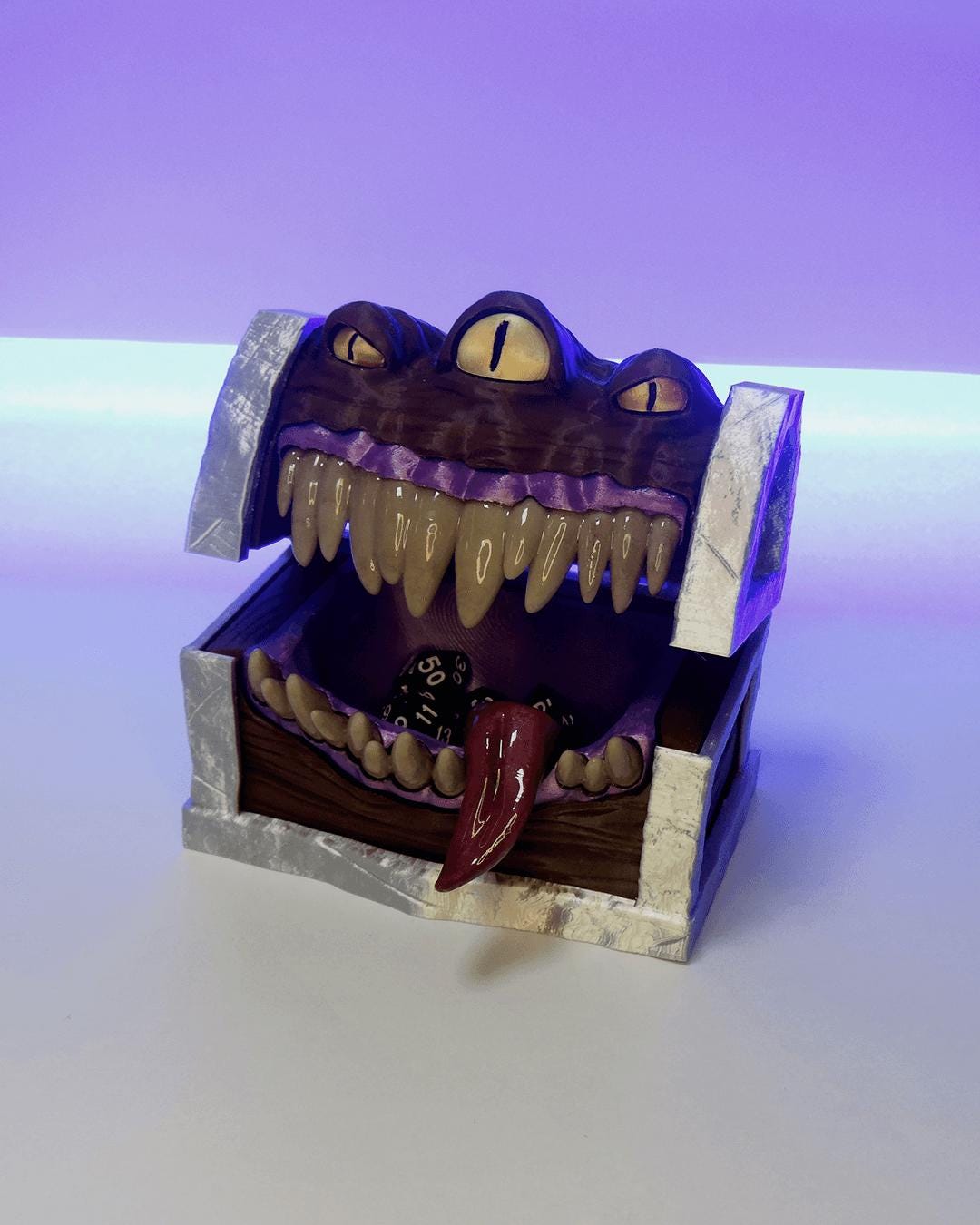 Mimic Dice Chest with Lid for DND and Tabletop Games, Fantasy Monster Box for Tokens, Dice and RPG Accessories