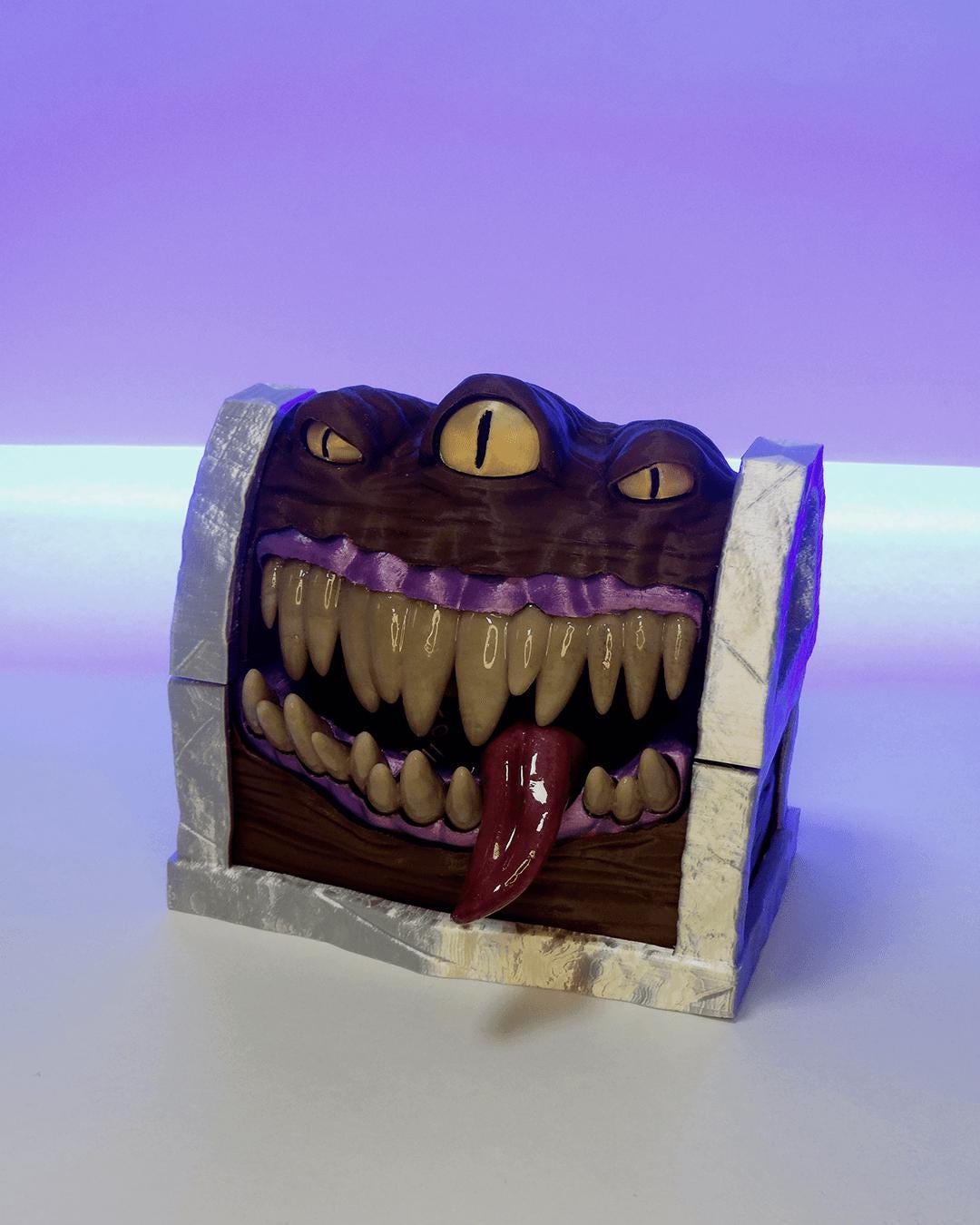 Mimic Dice Chest with Lid for DND and Tabletop Games, Fantasy Monster Box for Tokens, Dice and RPG Accessories