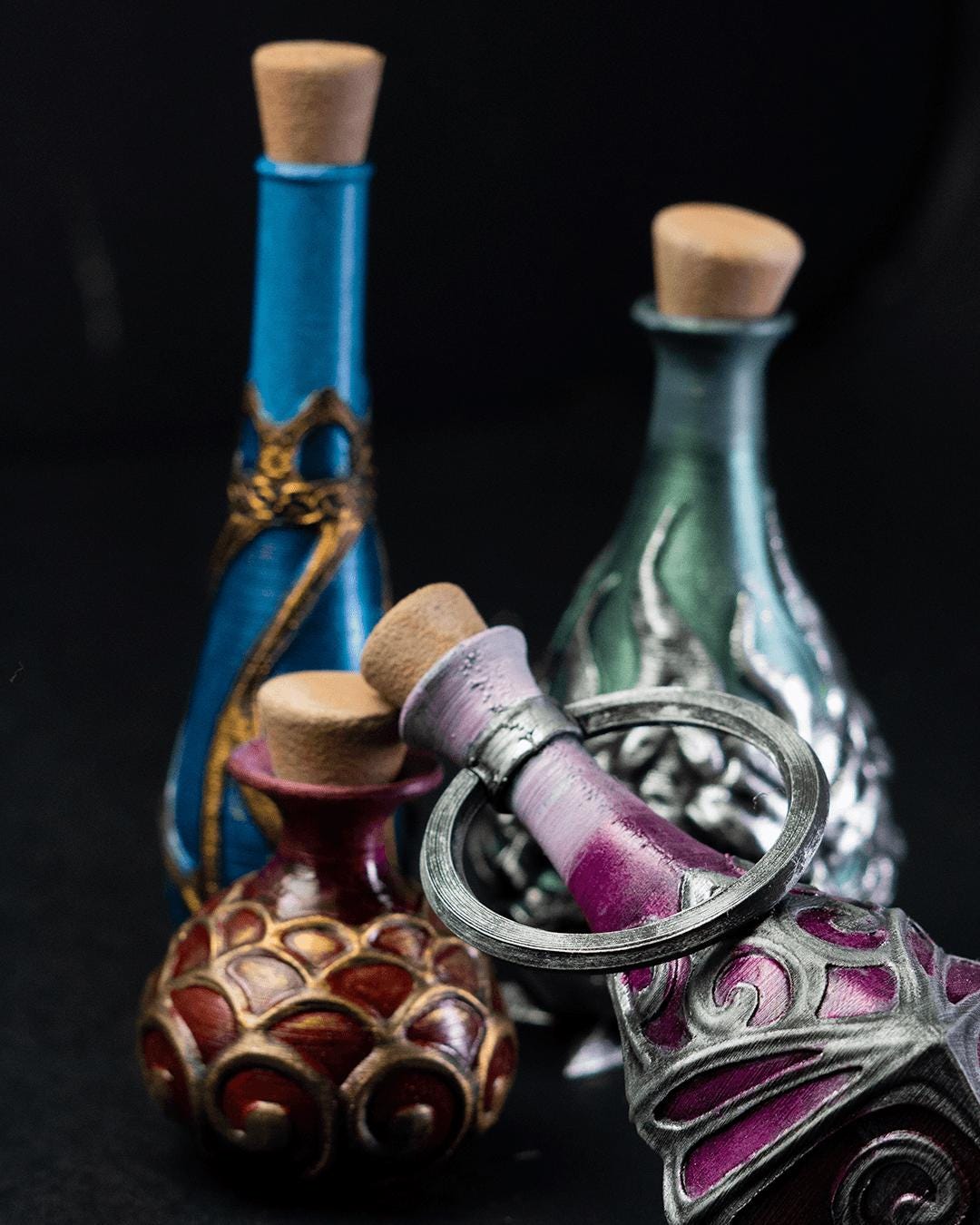 Potion Bottle Set – Mana, Health, Poison, and Elixir Props for Tabletop or Cosplay