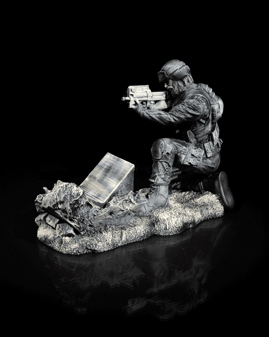 Tactical Controller Holder Stand | Soldier Barricade Display for Xbox, PS5, or PC | 3D Printed Gamer Gift Single or Dual Display