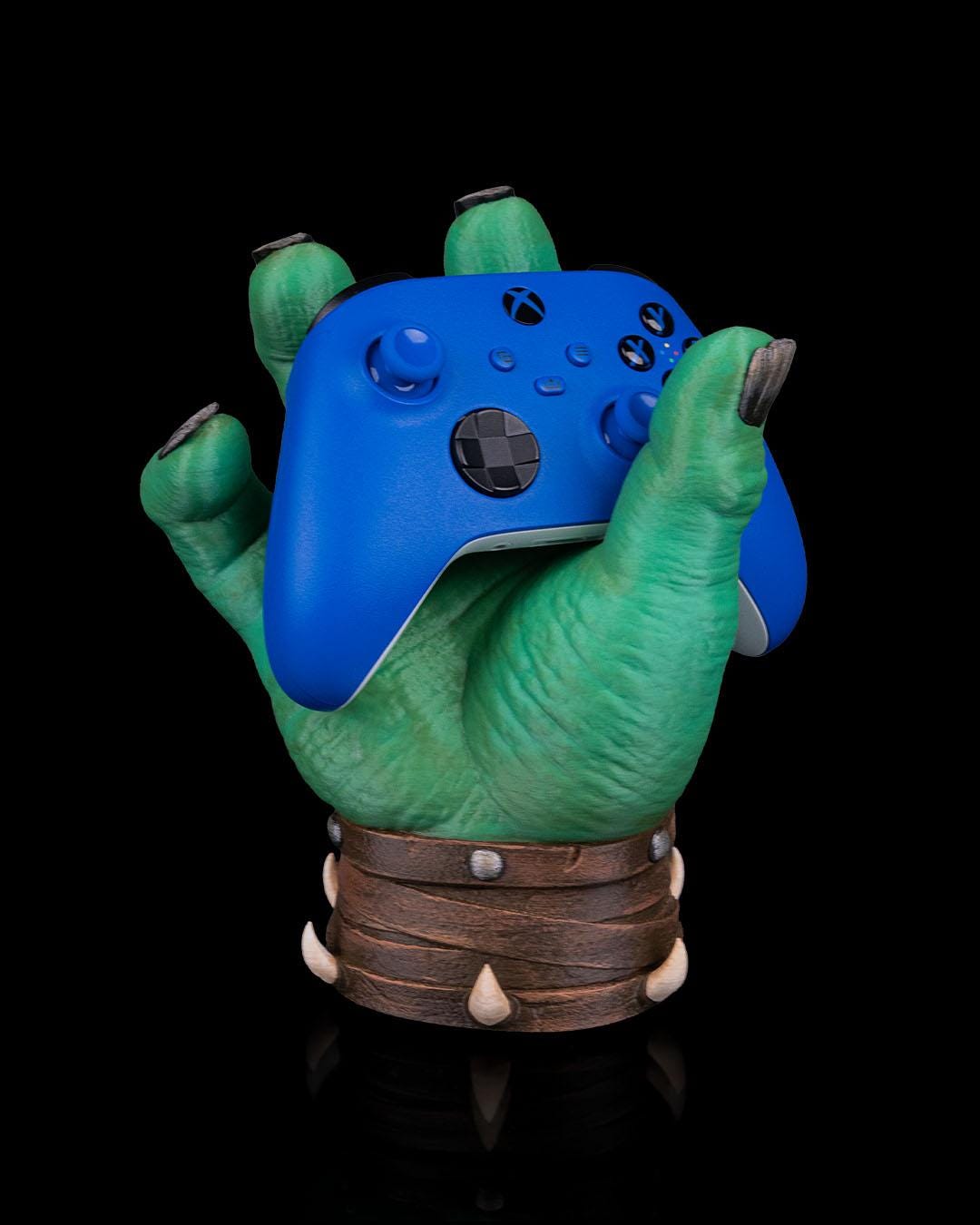 Orc Hand Controller Holder | Smash Button Gaming Display for Xbox, PS5, or PC | Fantasy Desk Decor Gift