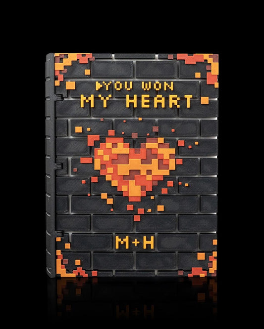 Pixel Heart Memory Book Custom Gamer Journal Retro Gaming Wedding or Anniversary Gift 8 Bit Love Storybook for Nerd Couples