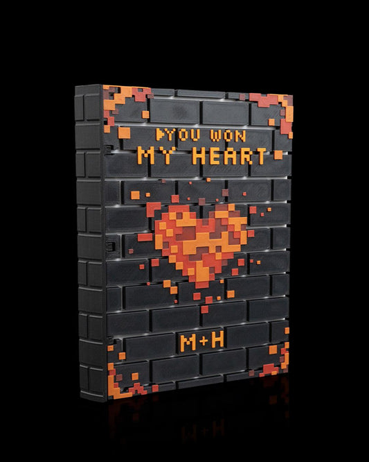 Pixel Heart Memory Book Custom Gamer Journal Retro Gaming Wedding or Anniversary Gift 8 Bit Love Storybook for Nerd Couples