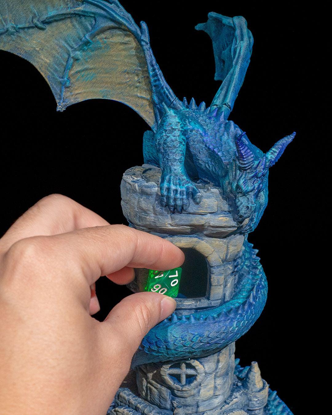 Guardian Dragon Dice Tower – Hand Painted Fantasy Dice Roller for DnD and Tabletop RPGs
