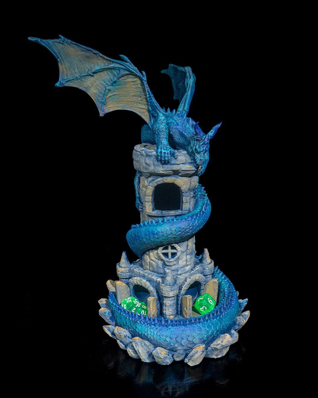 Guardian Dragon Dice Tower – Hand Painted Fantasy Dice Roller for DnD and Tabletop RPGs