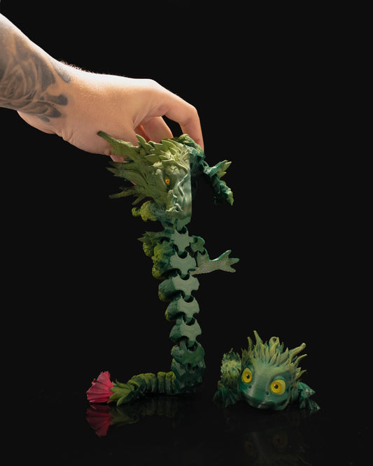 Mama and Baby Forest Dragon 3D Printed Articulated Dragon Set Fantasy Gift Set Fairycore Forestcore Decor