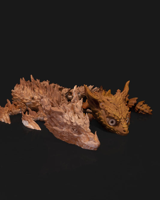 Mama Dragon and Baby Desert Rock Articulated 3D Printed Fantasy Dragon Pair Gift set Cute Decor