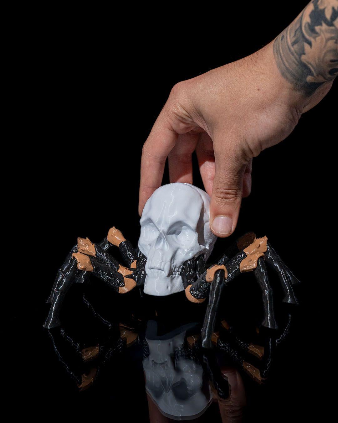 Skull Spider Gray Shiver, Creepy Spider Skull Model, Gothic Halloween Decor, Articulated Spider with Skull Head | Horror TTRPG Figurine Gift