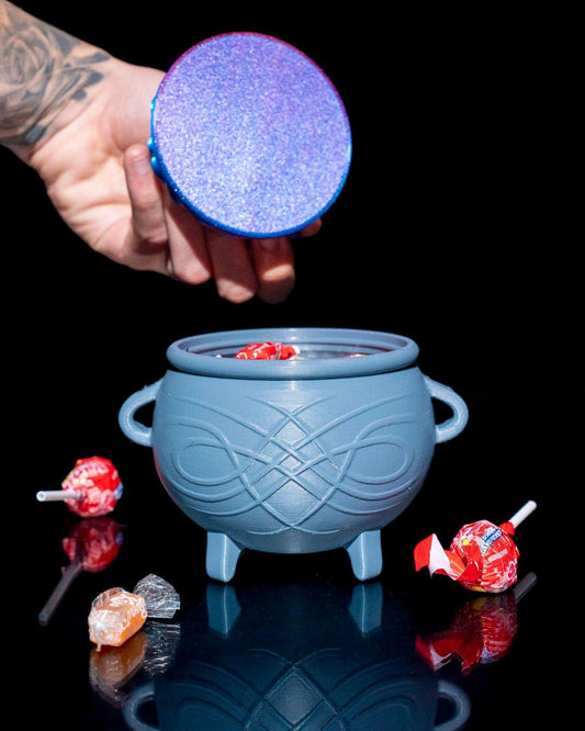 Cauldron Candy Bucket 3D Print Halloween Decor Treat Holder Witch Pot Dice Cup Spooky Tabletop Prop Summerween desk decor