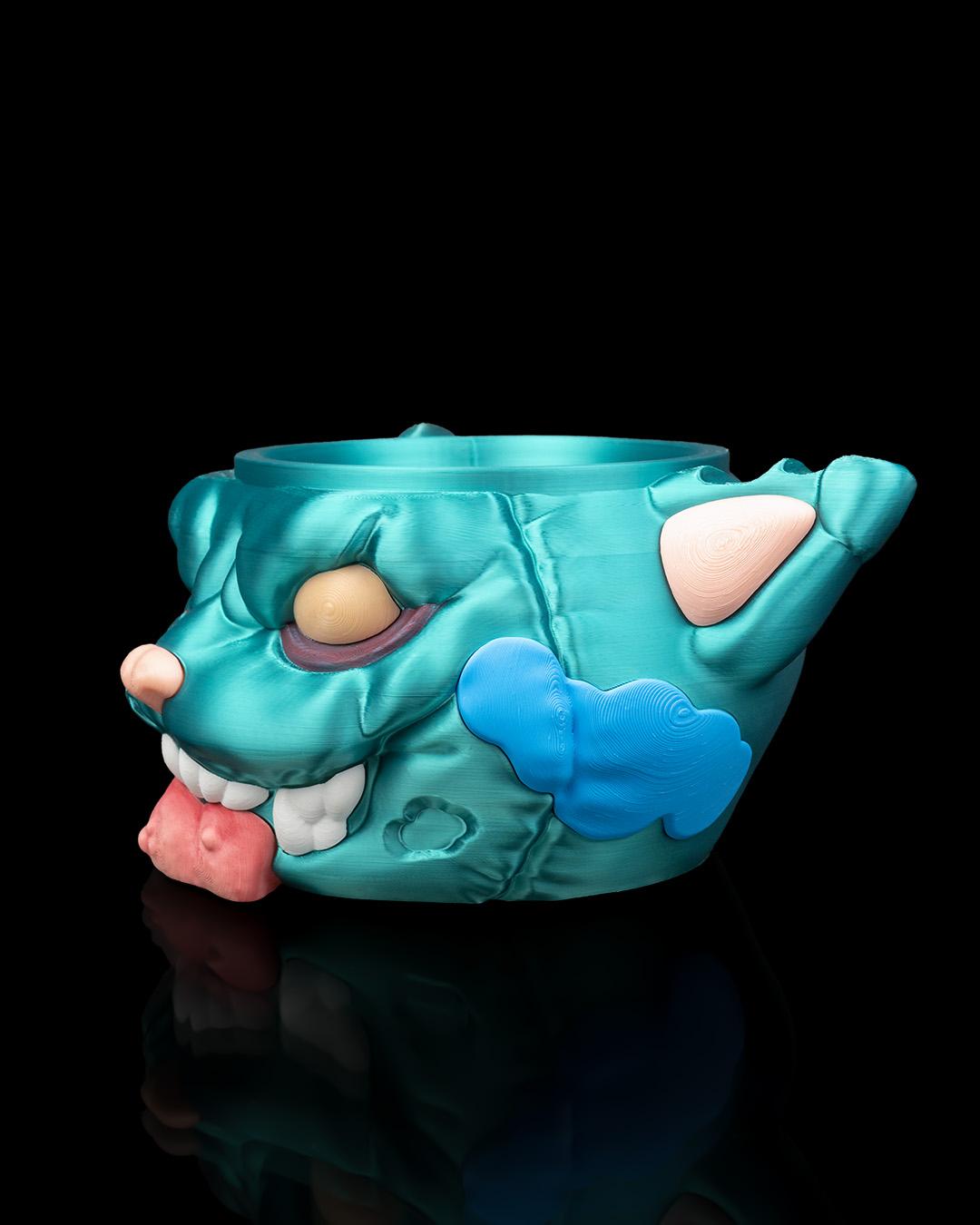 Zombie Cat, Pet Bowl Stand, 3D Printed Horror Feeder, Creepy Pet Gift, Funny Food Dish for Cats or Small Dogs