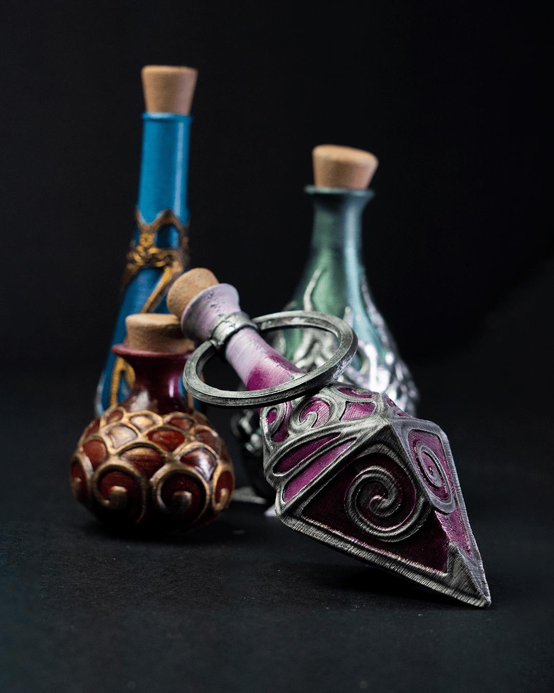 Potion Bottle Set – Mana, Health, Poison, and Elixir Props for Tabletop or Cosplay