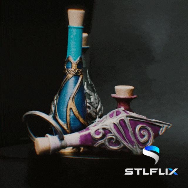 Potion Bottle Set – Mana, Health, Poison, and Elixir Props for Tabletop or Cosplay