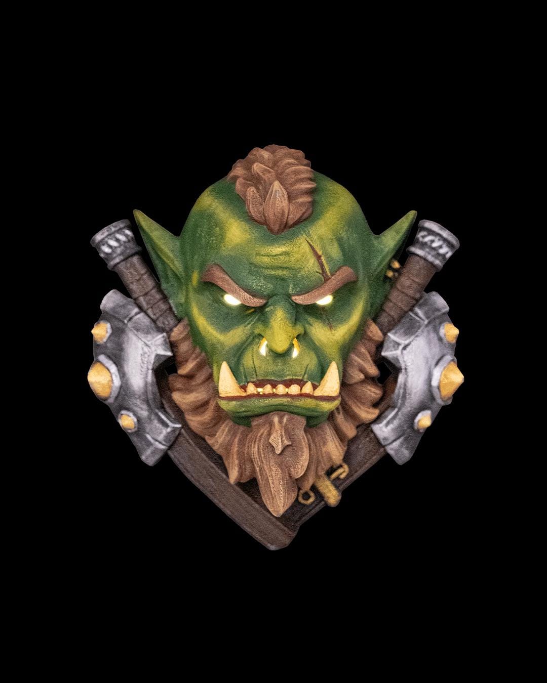 Orc Wall Lamp LED Night Light Fantasy Orc Head Wall Decor for DnD Rooms Gamer Gifts Dungeon Lighting RPG Bedroom Decor