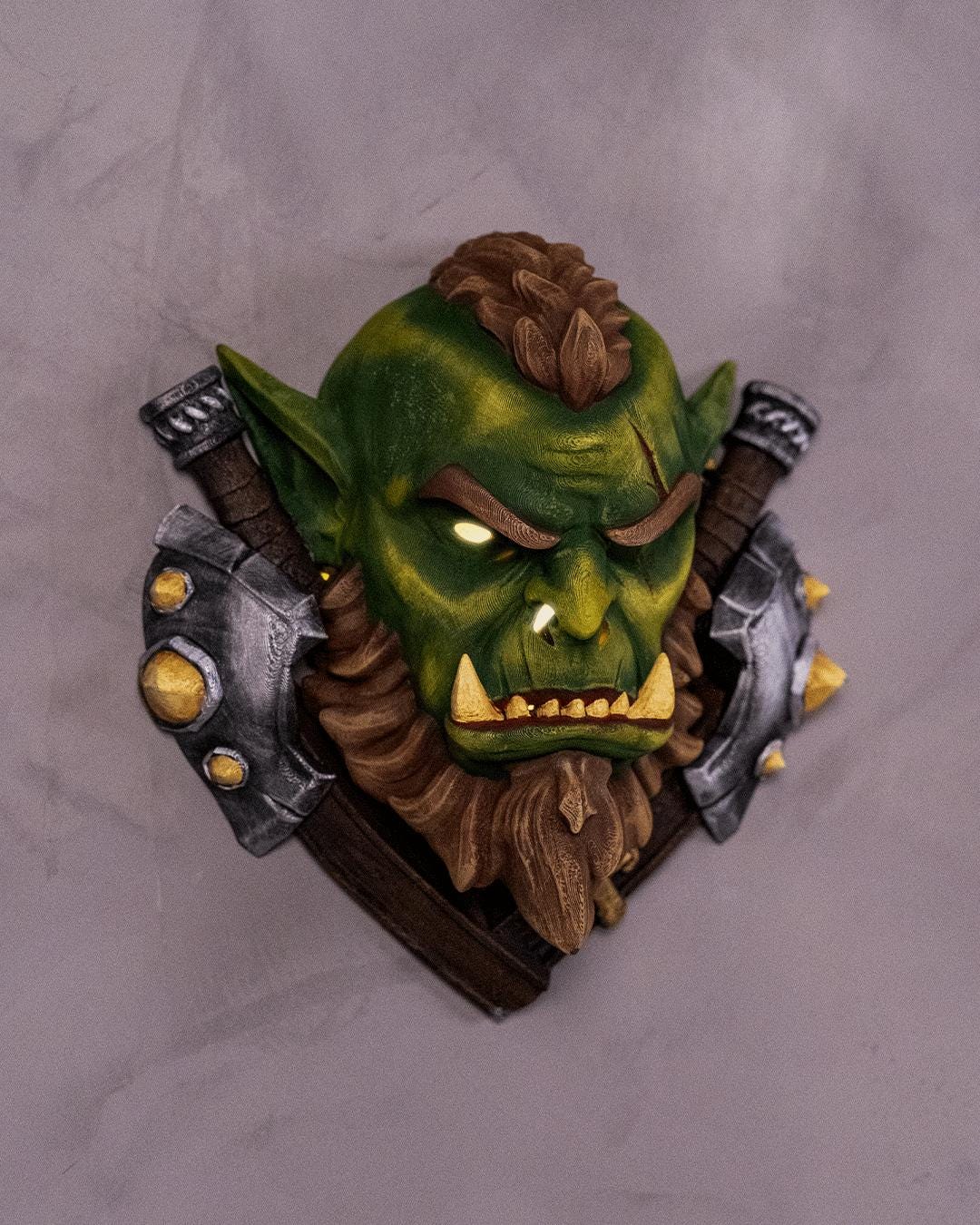 Orc Wall Lamp LED Night Light Fantasy Orc Head Wall Decor for DnD Rooms Gamer Gifts Dungeon Lighting RPG Bedroom Decor