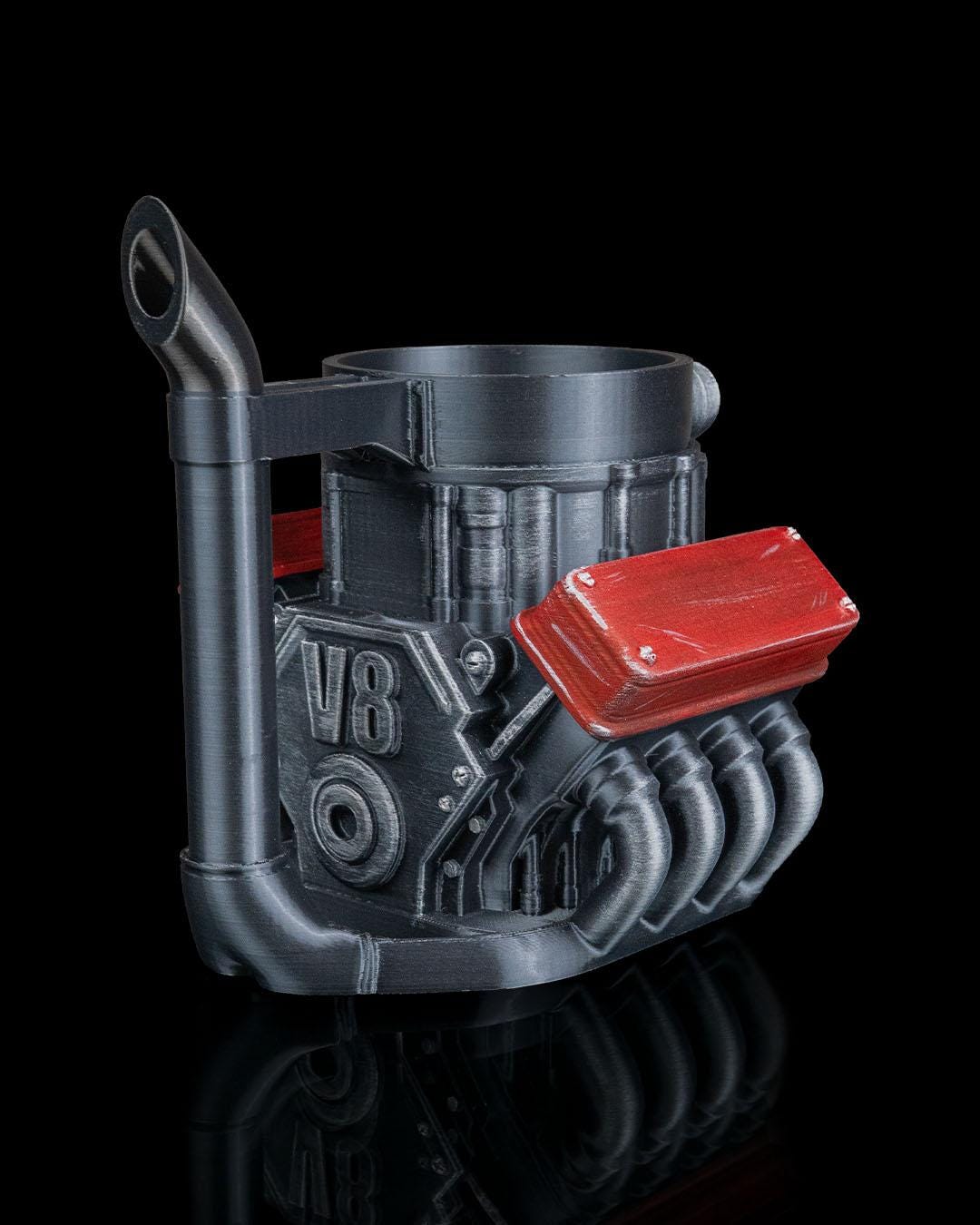 V8 Engine Can Holder 3D Printed Hand Painted Drink Cooler Car Lover Gift for Dad or Garage Decor