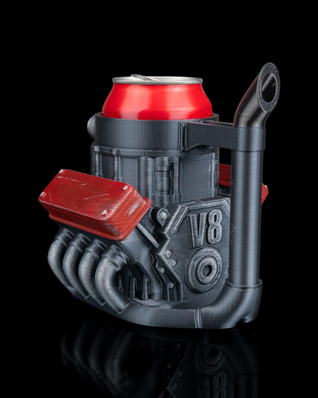 V8 Engine Can Holder 3D Printed Hand Painted Drink Cooler Car Lover Gift for Dad or Garage Decor