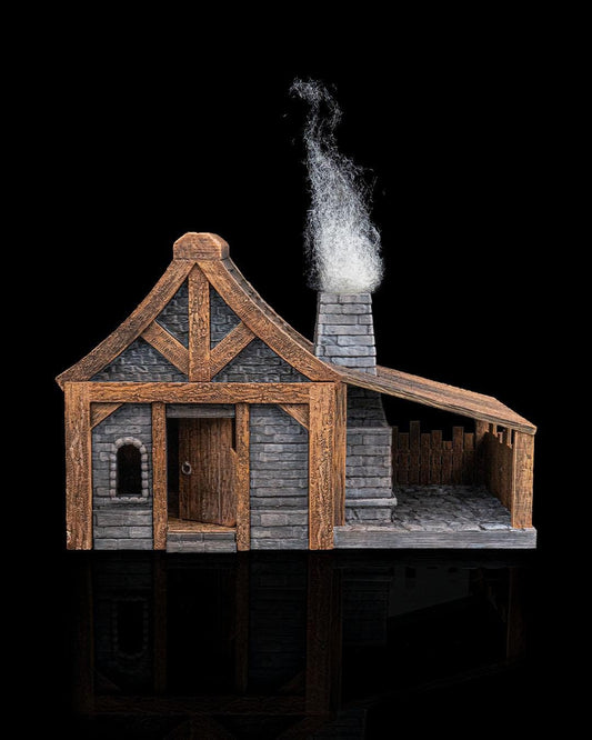 Blacksmith Shop Miniature Painted 3D Printed Forge Terrain Building for DND TTRPG Diorama Display