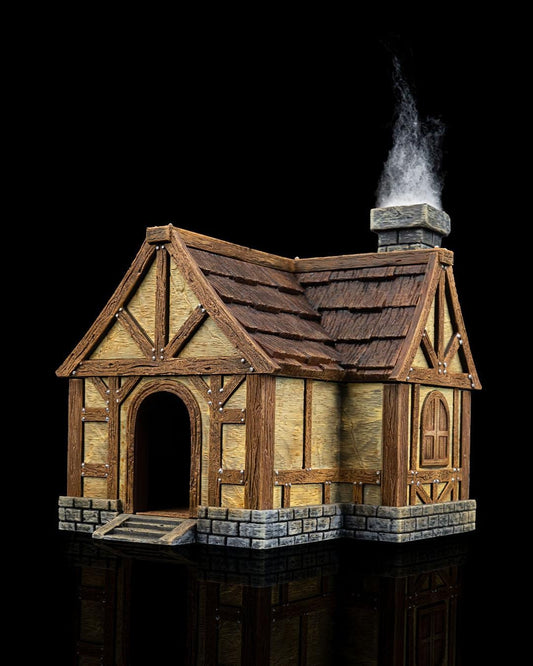 Village House Miniature Painted 3D Printed Fantasy Home Terrain Building for DND TTRPG Diorama Display