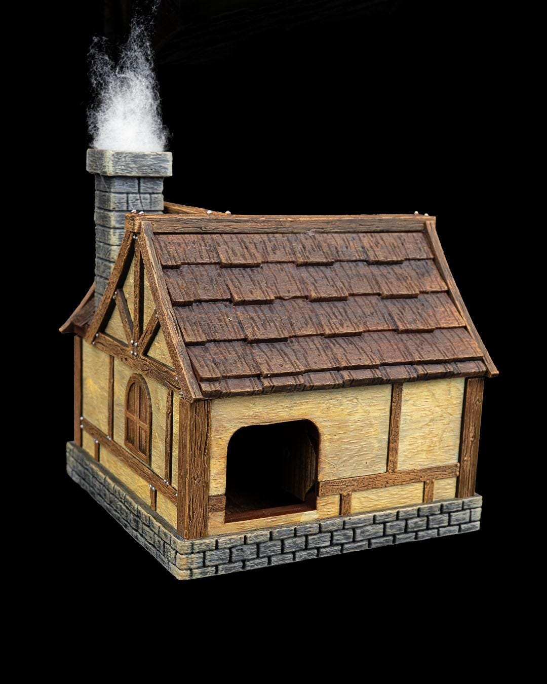 Village House Miniature Painted 3D Printed Fantasy Home Terrain Building for DND TTRPG Diorama Display