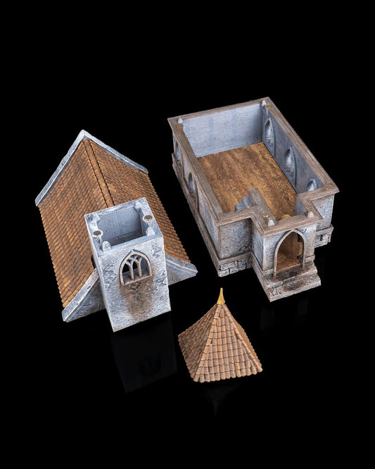 Chapel Miniature Painted 3D Printed Fantasy Church Terrain for DND TTRPG Diorama Display Scenery