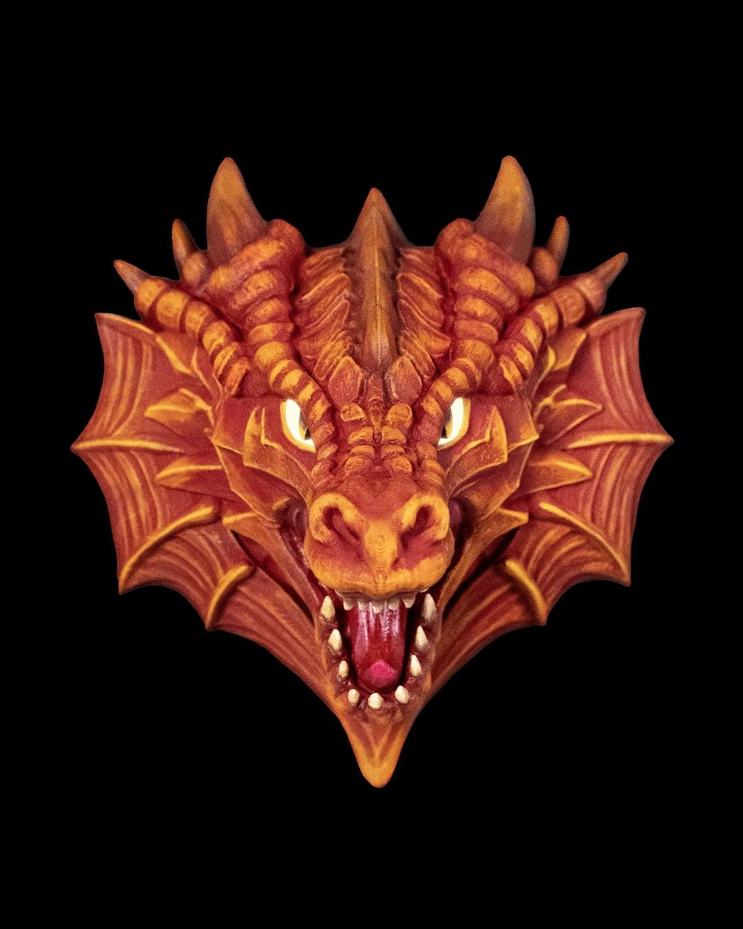 Dragon Head Wall Lamp 3D Printed LED Night Light for Bedroom Game Room or Fantasy Decor