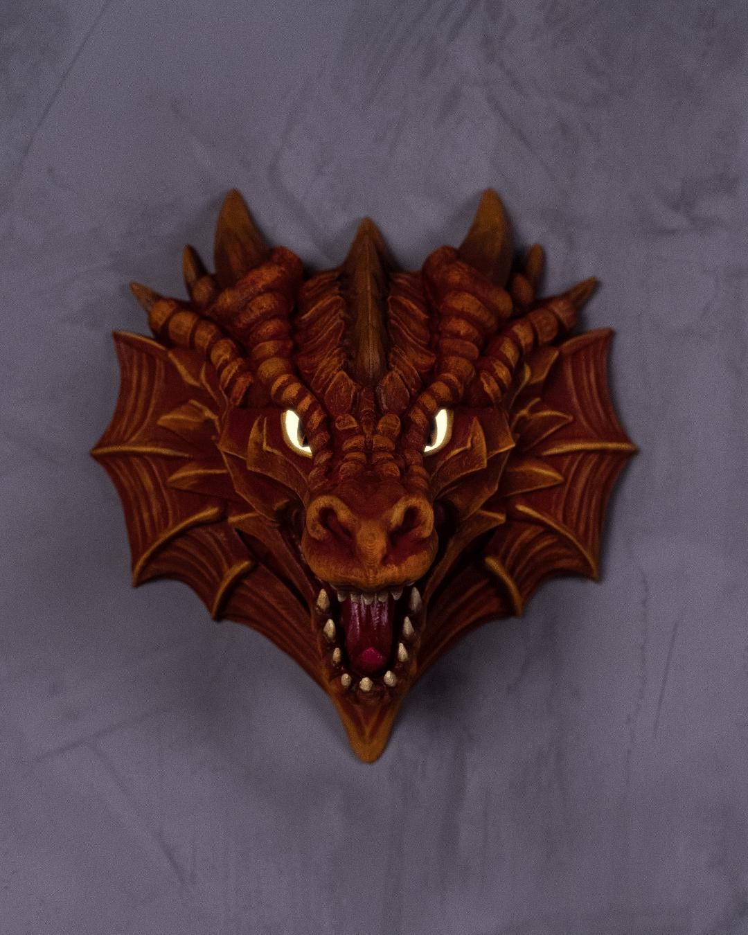 Dragon Head Wall Lamp 3D Printed LED Night Light for Bedroom Game Room or Fantasy Decor