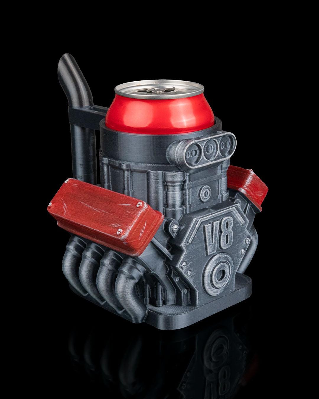 V8 Engine Can Holder 3D Printed Hand Painted Drink Cooler Car Lover Gift for Dad or Garage Decor