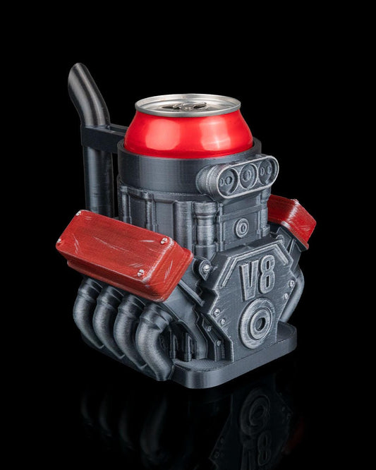 V8 Engine Can Holder 3D Printed Hand Painted Drink Cooler Car Lover Gift for Dad or Garage Decor