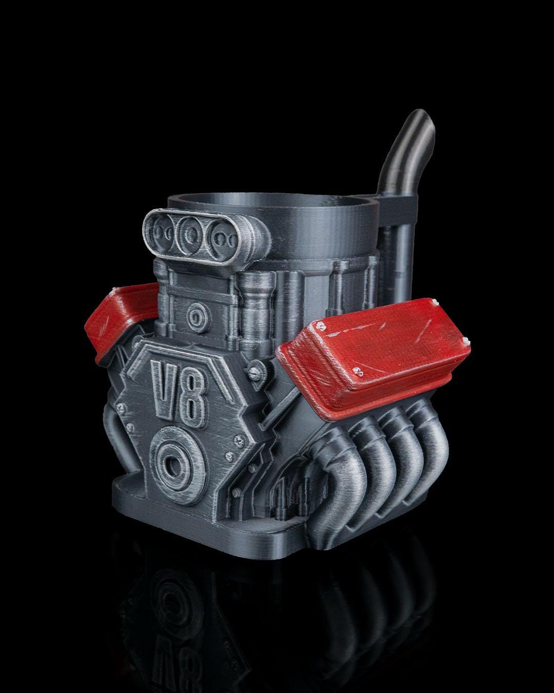 V8 Engine Can Holder 3D Printed Hand Painted Drink Cooler Car Lover Gift for Dad or Garage Decor