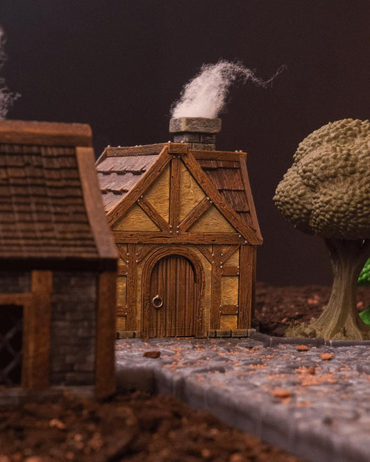 Village House Miniature Painted 3D Printed Fantasy Home Terrain Building for DND TTRPG Diorama Display