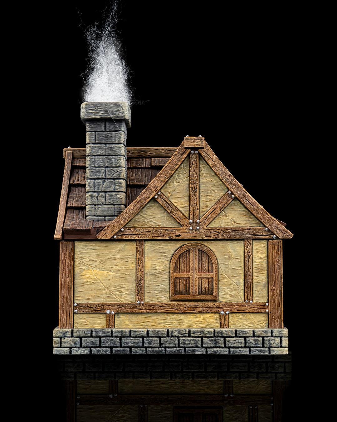 Village House Miniature Painted 3D Printed Fantasy Home Terrain Building for DND TTRPG Diorama Display