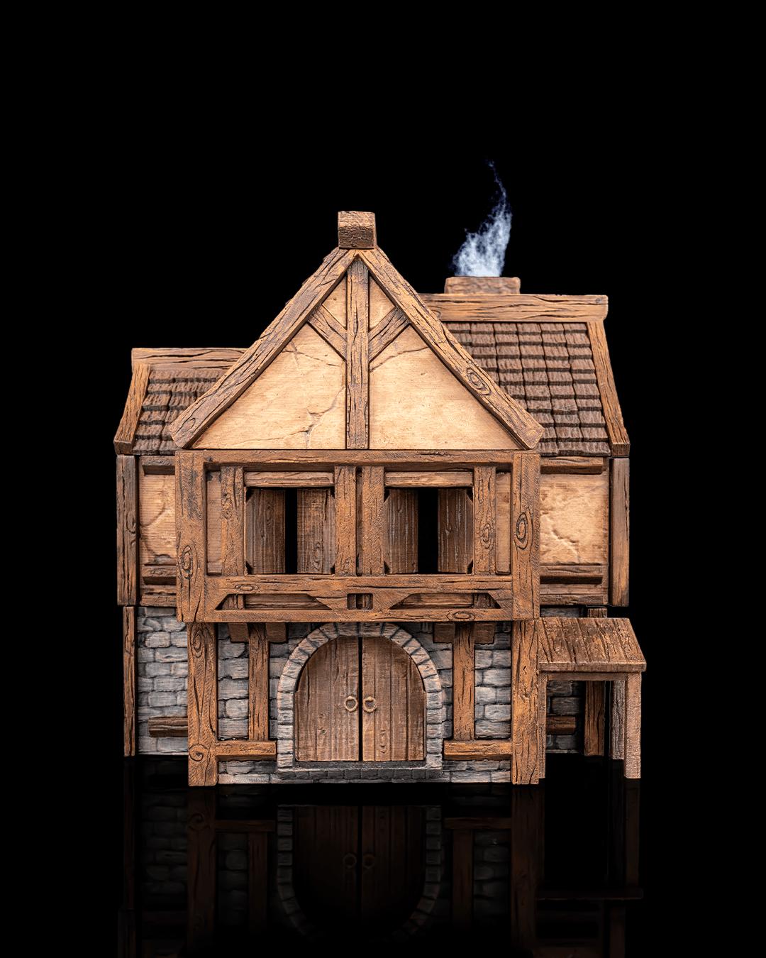 Tavern Miniature Painted 3D Printed Fantasy Inn Building for DND TTRPG Diorama Display Terrain
