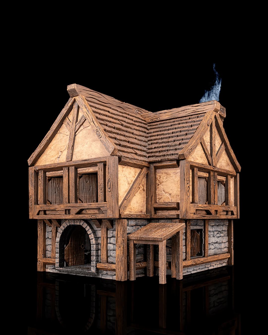 Tavern Miniature Painted 3D Printed Fantasy Inn Building for DND TTRPG Diorama Display Terrain