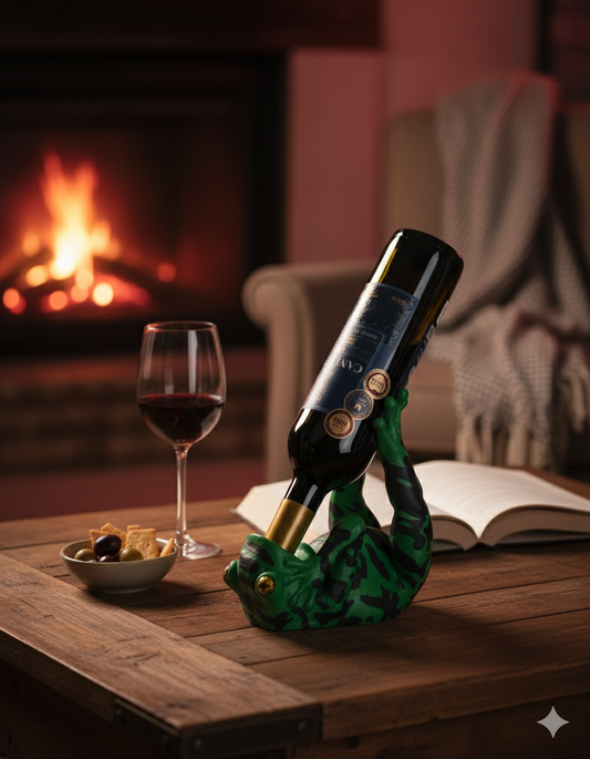 Funny Frog Wine Bottle Holder – 3D Printed Bar Decor for Frog Lovers, Jungle Kitchen Accessory, Quirky Wine Rack Gift