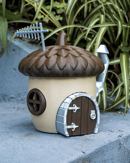 Acorn Fairy House Miniature Cottage 3D Printed Woodland Decor Fall Gift Cottagecore Garden Home
